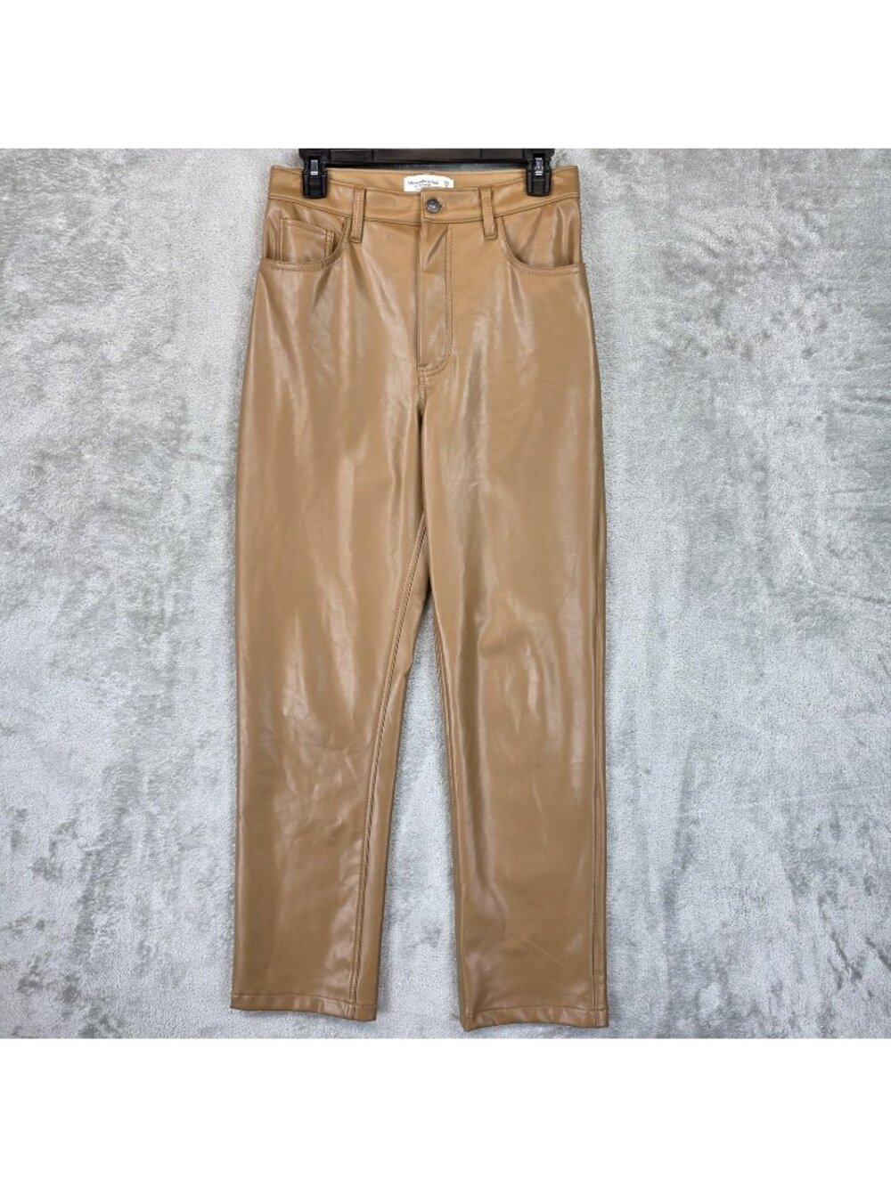 Abercrombie & Fitch 90s Straight High Rise Faux Leather Pants Womens 8 Brown